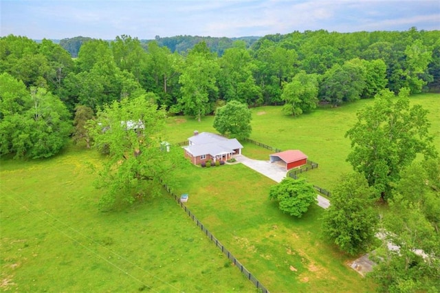 bird's eye view featuring a rural view