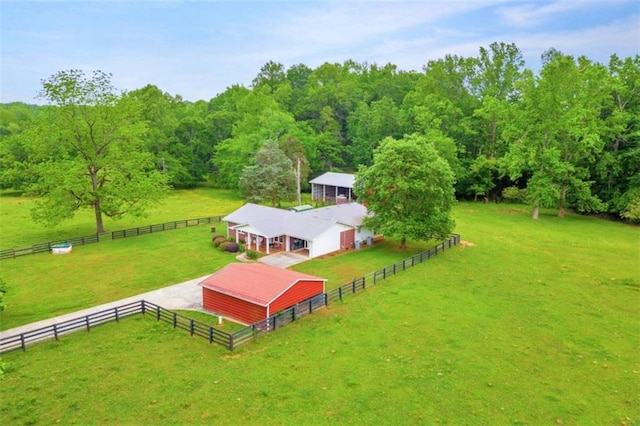 aerial view with a rural view