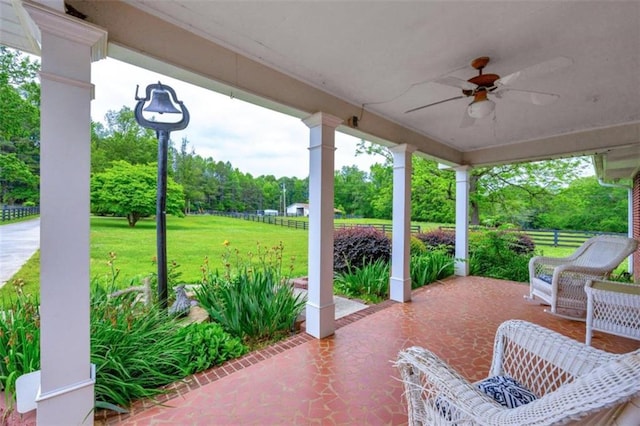 view of patio with ceiling fan