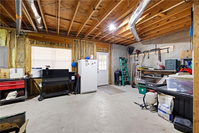 interior space featuring white refrigerator