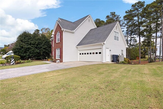 view of property exterior with a lawn