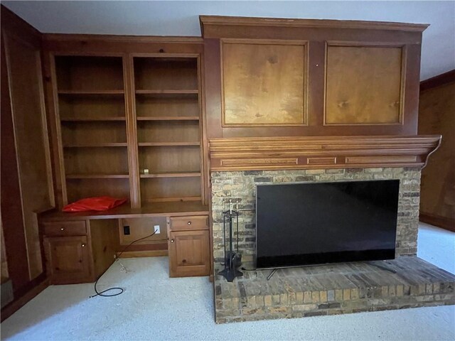 room details with a brick fireplace