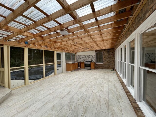 view of unfurnished sunroom