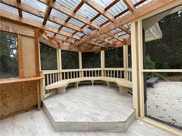 view of unfurnished sunroom