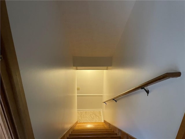 stairs featuring wood-type flooring