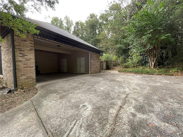 view of garage