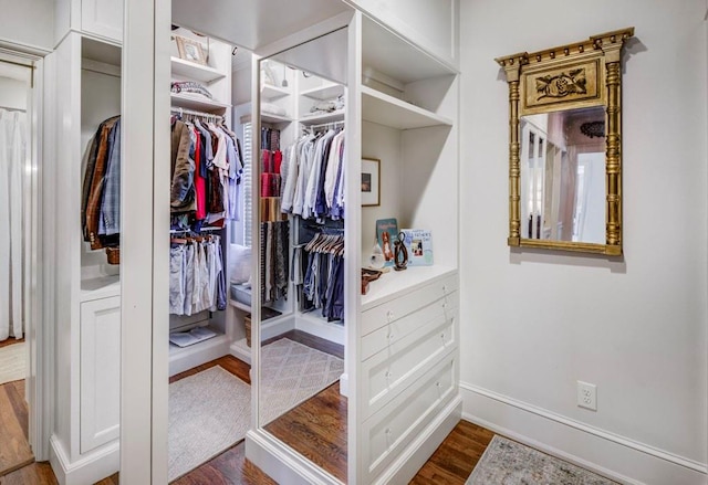 spacious closet with wood finished floors