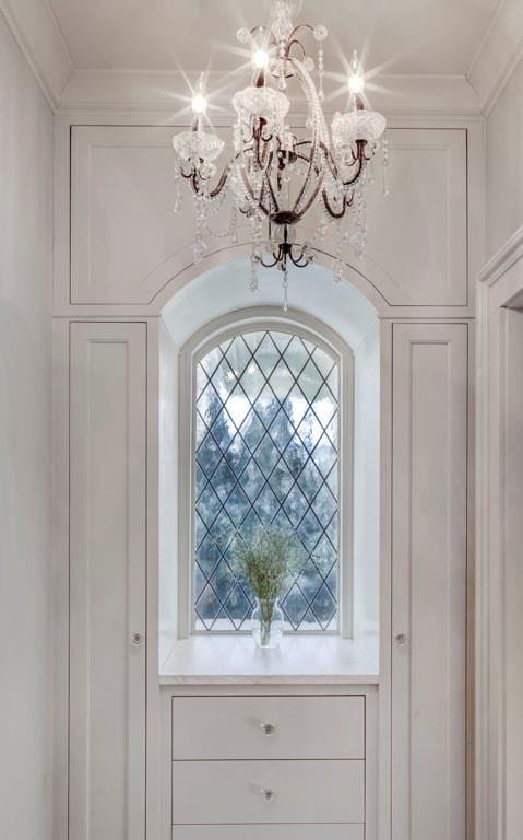 interior details with a notable chandelier