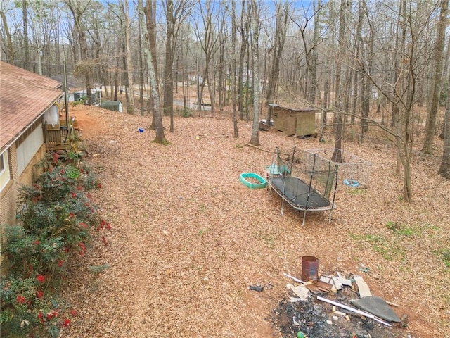 view of yard featuring a trampoline