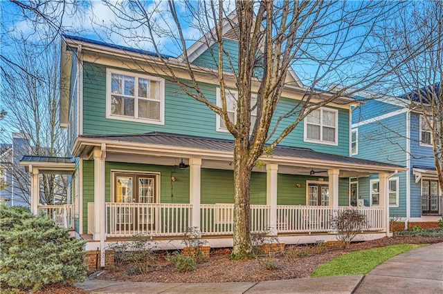 225 Carlyle Park Dr NE, Atlanta, GA 30307 - american foursquare style home featuring covered porch, french doors, and metal roof