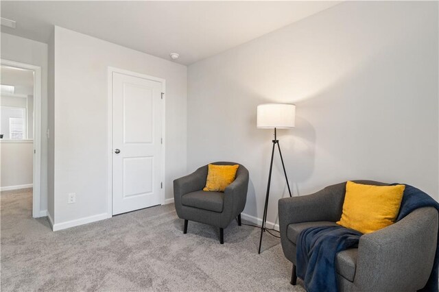 sitting room with light carpet