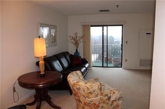 living room featuring carpet floors