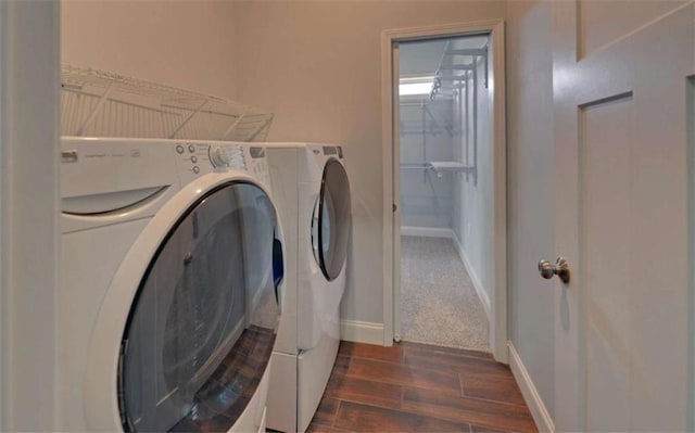 laundry room with independent washer and dryer