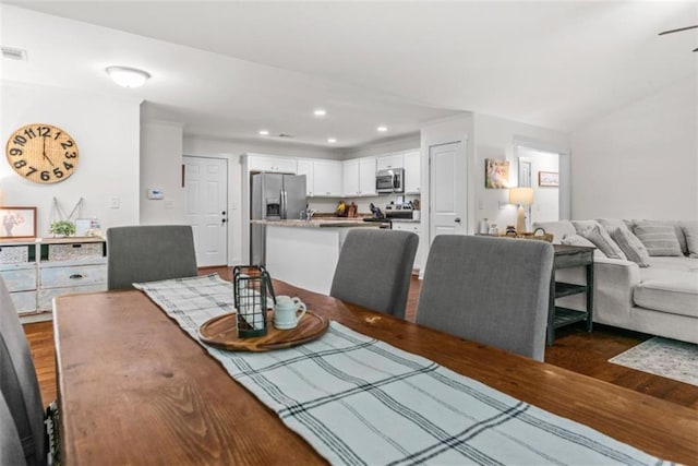 1081 Oak Hill Ln, Madison, GA 30650 - dining space featuring dark wood-style floors and recessed lighting