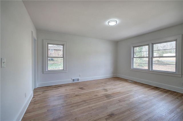 spare room with a healthy amount of sunlight and light wood-type flooring