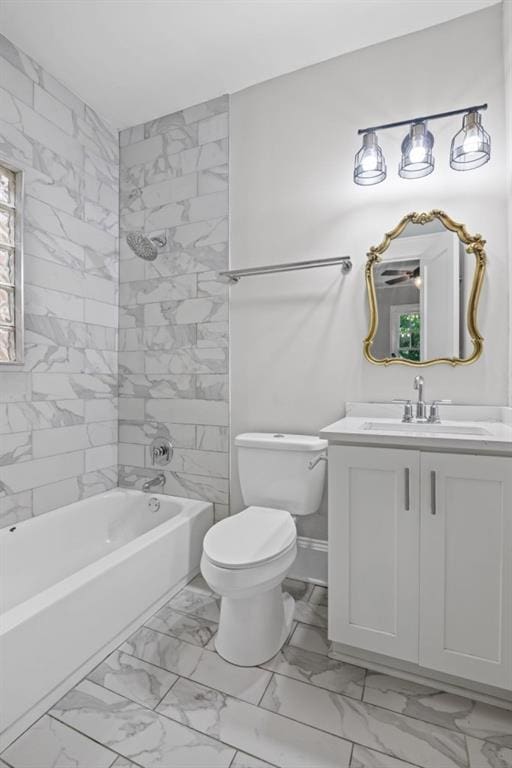 1585 Olympian Cir SW, Atlanta, GA 30310 - full bathroom featuring marble look tiles, vanity, and bathtub / shower combination