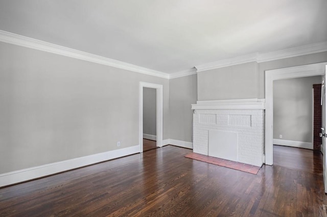 1585 Olympian Cir SW, Atlanta, GA 30310 - unfurnished living room featuring wood finished floors, ornamental molding, and a fireplace