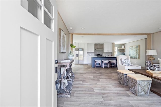 living room featuring light wood-style floors