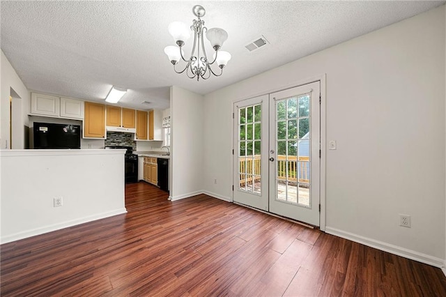 125 Fairhaven Trl, Fairburn, GA 30213 - kitchen with refrigerator, gas range oven, french doors, dark wood-style flooring, and dishwasher