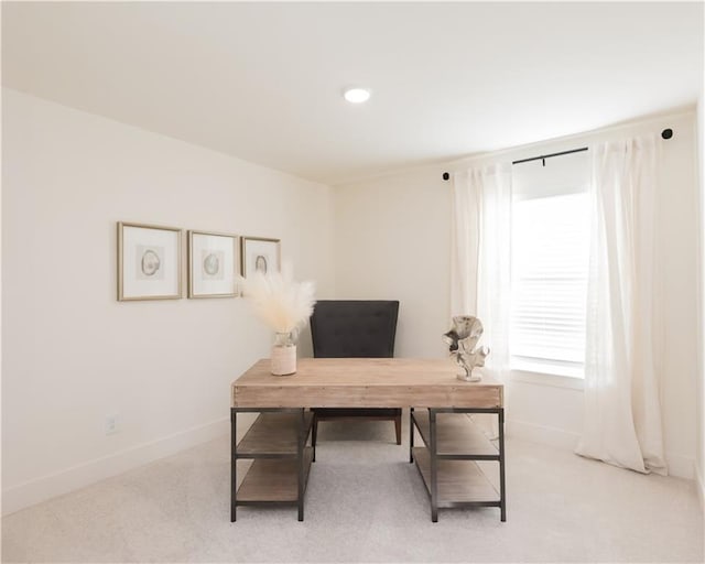 view of carpeted home office