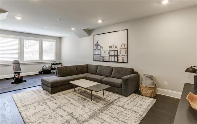 living room with hardwood / wood-style flooring