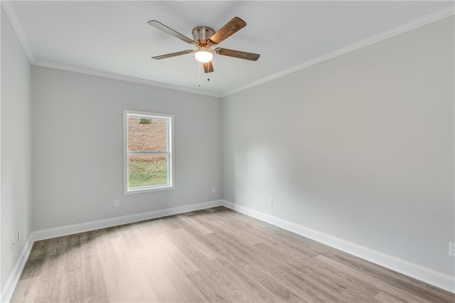 1226 Bloomsbury Ln, Gainesville, GA 30501 - unfurnished room with light wood finished floors, baseboards, a ceiling fan, and ornamental molding