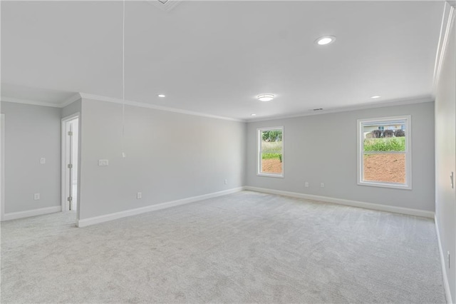 1226 Bloomsbury Ln, Gainesville, GA 30501 - spare room with crown molding, light colored carpet, baseboards, and recessed lighting