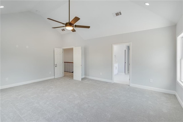 1226 Bloomsbury Ln, Gainesville, GA 30501 - unfurnished bedroom with light carpet, high vaulted ceiling, recessed lighting, and baseboards