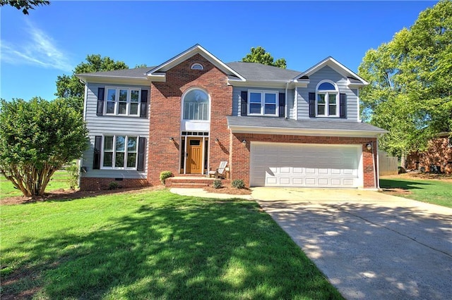 11 Trotters Walk NE, Cartersville, GA 30121 - view of front of house with a garage, concrete driveway, a front yard, and brick siding
