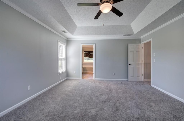 11 Trotters Walk NE, Cartersville, GA 30121 - unfurnished bedroom featuring a raised ceiling, a textured ceiling, crown molding, carpet flooring, and baseboards