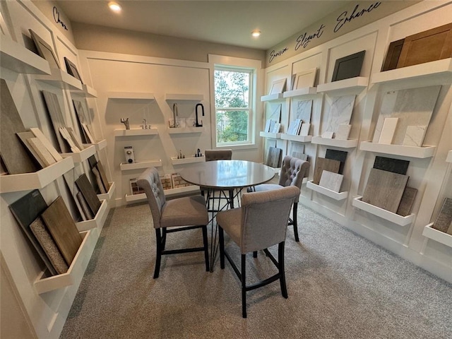 view of carpeted dining room