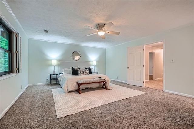 12 Westchester Sq, Decatur, GA 30030 - bedroom with carpet flooring, a textured ceiling, a ceiling fan, and ornamental molding