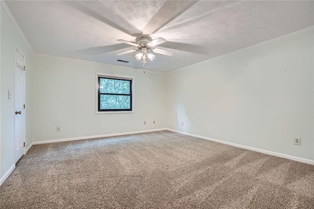 12 Westchester Sq, Decatur, GA 30030 - carpeted empty room featuring ceiling fan, a textured ceiling, and ornamental molding