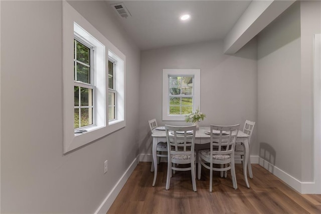 235 Lowry St, Ball Ground, GA 30107 - dining area featuring healthy amount of natural light, baseboards, wood finished floors, and recessed lighting