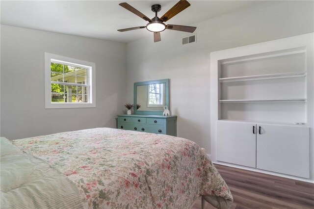 235 Lowry St, Ball Ground, GA 30107 - bedroom featuring dark wood-style floors, multiple windows, and a ceiling fan