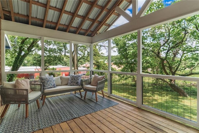 235 Lowry St, Ball Ground, GA 30107 - sunroom featuring lofted ceiling and an outdoor living space