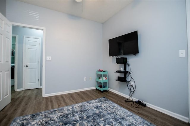 interior space with dark hardwood / wood-style flooring