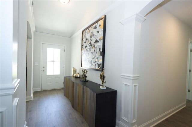 40 Eryn Ter, Covington, GA 30014 - entryway with wood finished floors, ornate columns, arched walkways, and ornamental molding