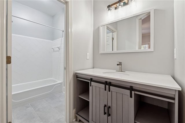 bathroom featuring vanity and tiled shower / bath combo