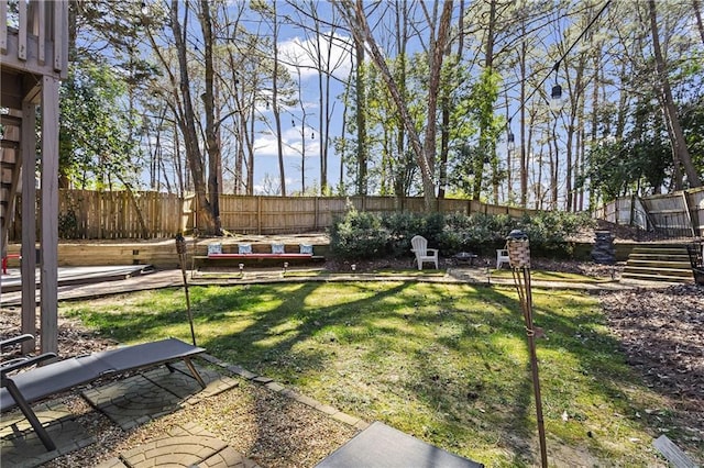 view of yard featuring a fenced backyard