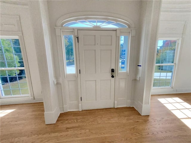 foyer with light hardwood / wood-style flooring