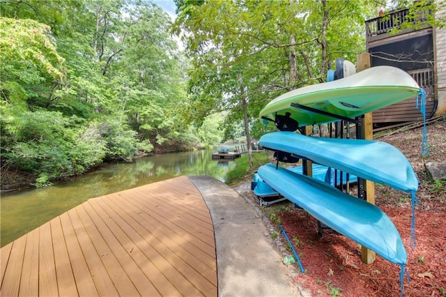 view of dock featuring a water view