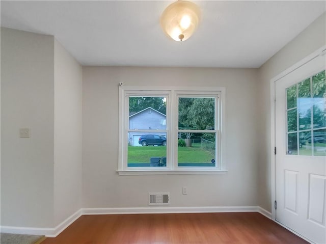 spare room with wood-type flooring