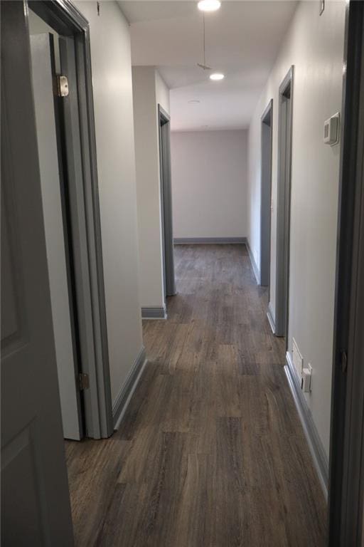 corridor with dark wood-type flooring