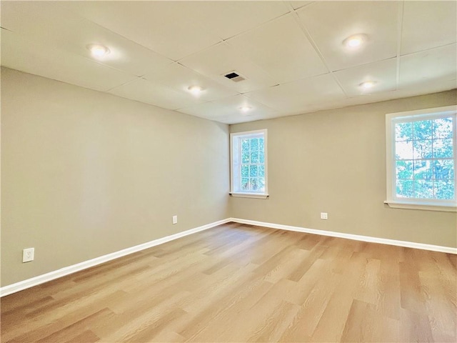 unfurnished room with a wealth of natural light and light wood-type flooring