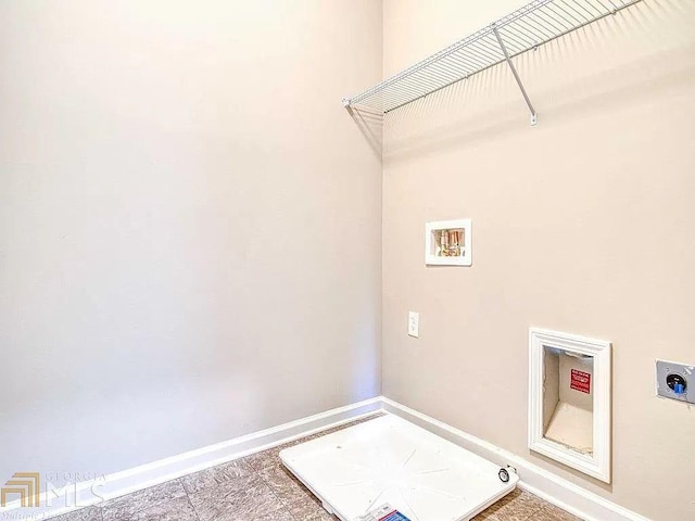 washroom with baseboards, laundry area, washer hookup, and hookup for an electric dryer