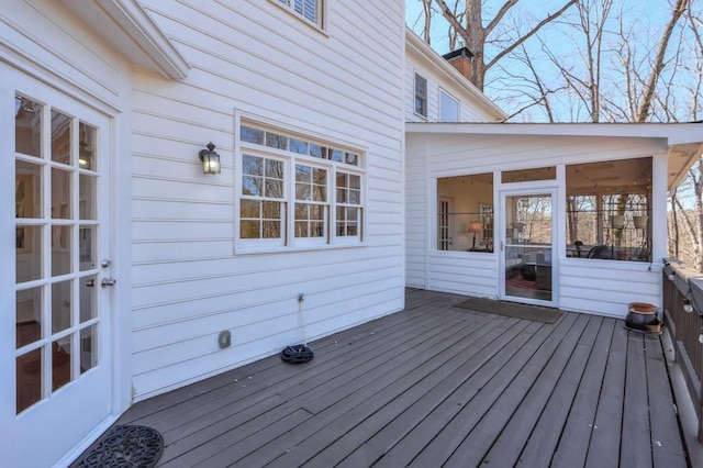 deck featuring a sunroom