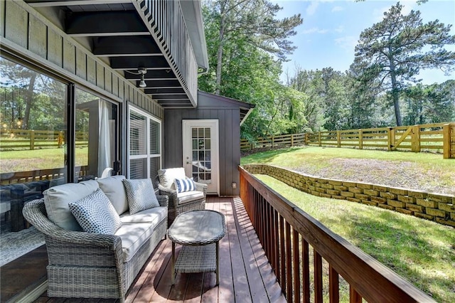 945 Tiber Cir, Alpharetta, GA 30022 - wooden deck featuring an outdoor hangout area and view of scattered trees