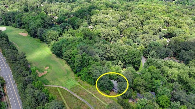 945 Tiber Cir, Alpharetta, GA 30022 - aerial view of property and surrounding area with a local golf course and a heavily wooded area