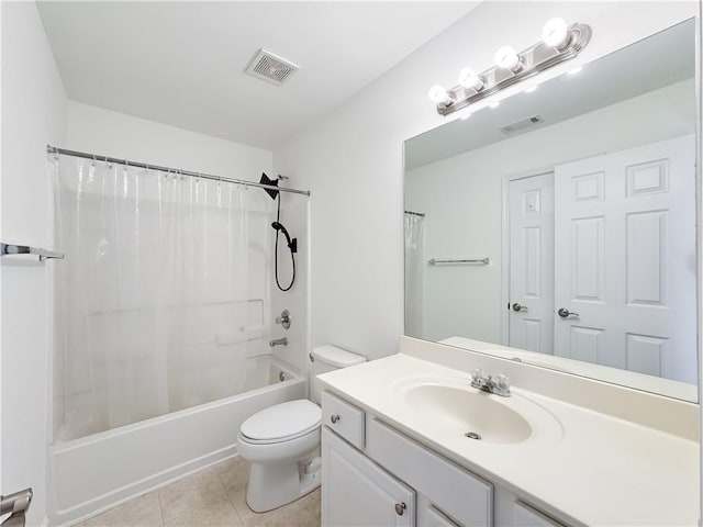 2642 Colleen Ln, Dacula, GA 30019 - bathroom with vanity, toilet, shower / bath combo, and tile patterned flooring